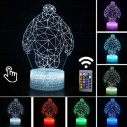 Luminária Abajur LED Baymax Operação Big Hero Multicolorido Lanterna 3D Decorativo
