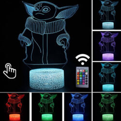 Luminária Abajur LED Mestre Yoda Star Wars Multicolorido Lanterna 3D Decorativo