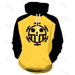 Blusa Jaqueta 3D Trafalgar Law Clássico Anime One Piece Touca Canguru