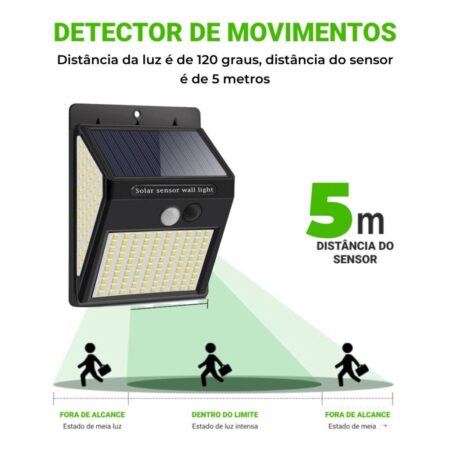 Luminária De Led Solar À Prova D'água Com Sensor De Movimento - Imagem 5