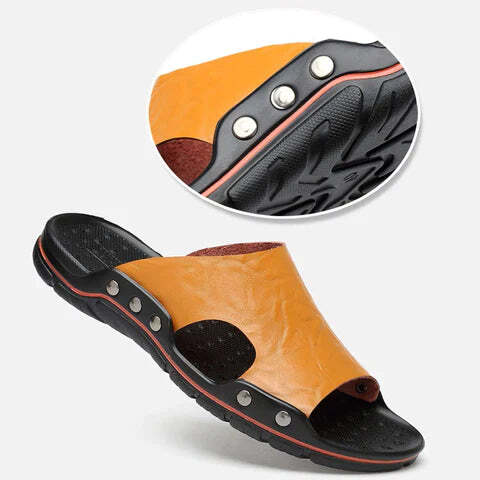 Chinelo de Couro Ortopédico Com Sola Antiderrapante - Imagem 7