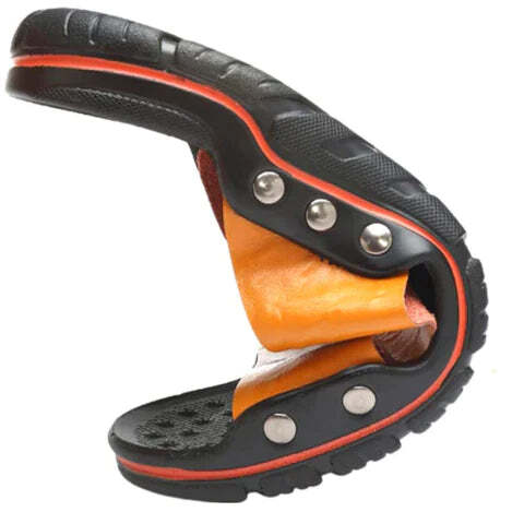 Chinelo de Couro Ortopédico Com Sola Antiderrapante - Imagem 3