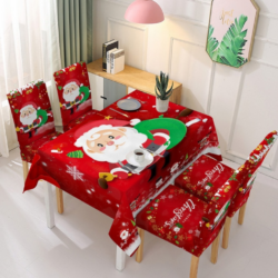Toalha De Mesa Natalina Com Capa De Cadeira