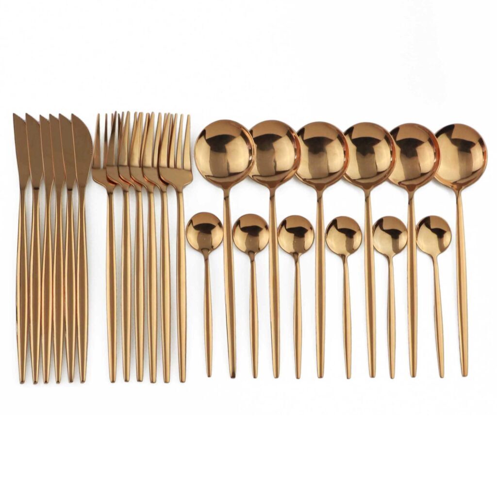 Talher Aço Negro Premium Feito à Mão 24pcs - Imagem 11