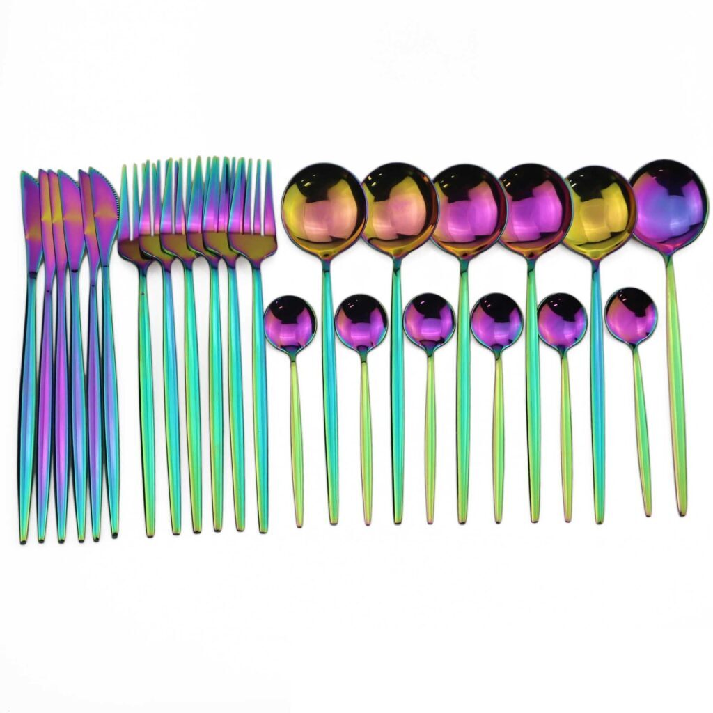 Talher Aço Negro Premium Feito à Mão 24pcs - Imagem 10