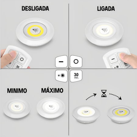 Kit 5 Luminária Led Inteligentes com Controle Remoto - Imagem 3