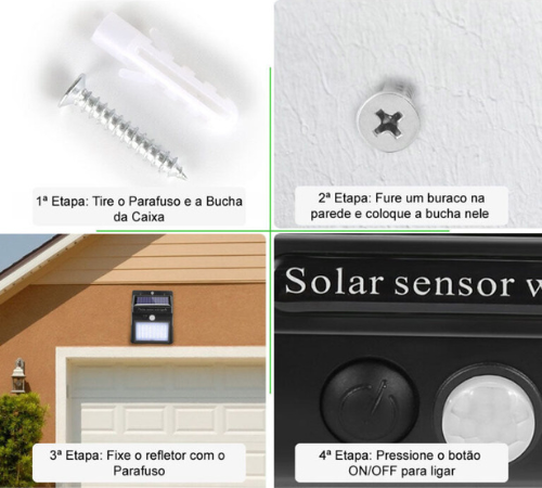 Luminária De Led Solar À Prova D'água Com Sensor De Movimento - Imagem 8