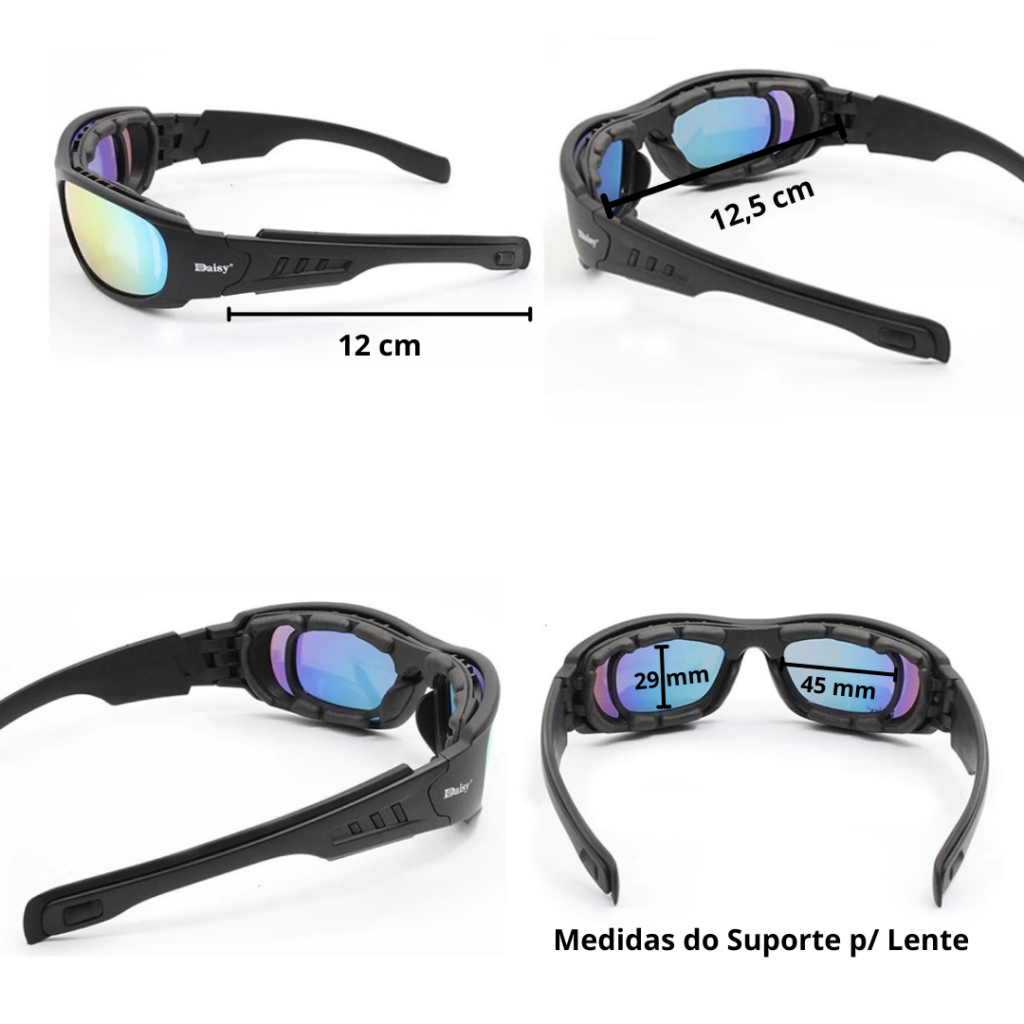 Óculos Para Motociclista Com Adaptação Para Lentes de Grau Dia e Noite | 4 Lentes - Imagem 6