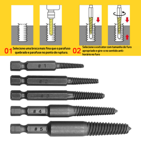 Brocas Extratoras Para Parafuso Conjunto Completo - Imagem 3