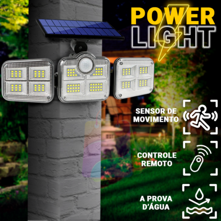 Holofote Solar LED 800W com 3 Cabeças- PowerLight