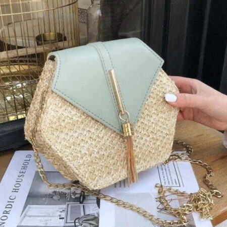 Bolsa Transversal de Palha Hexagonal - Imagem 5