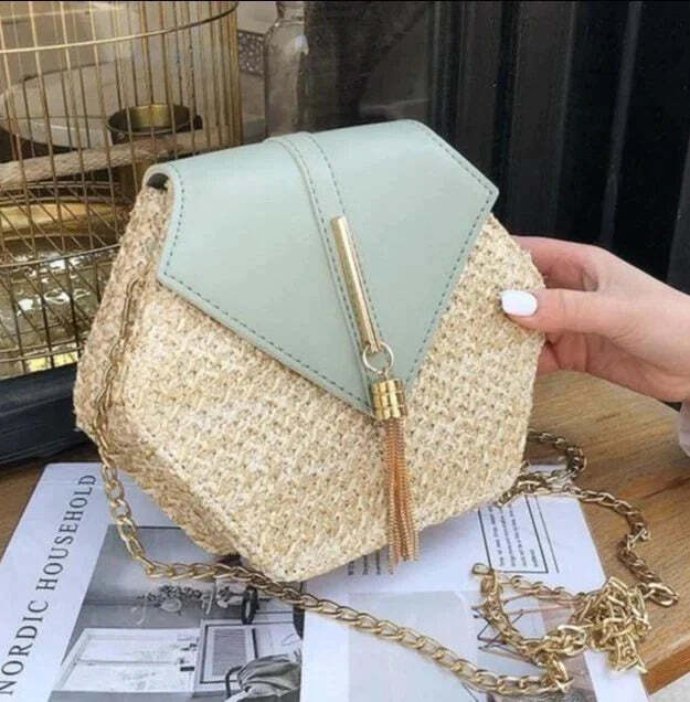 Bolsa Transversal de Palha Hexagonal - Imagem 5