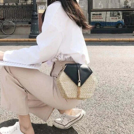 Bolsa Transversal de Palha Hexagonal - Imagem 2