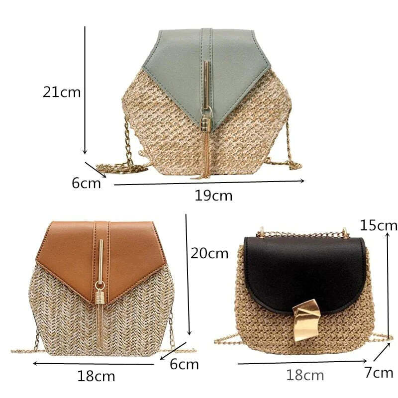 Bolsa Transversal de Palha Hexagonal - Imagem 9