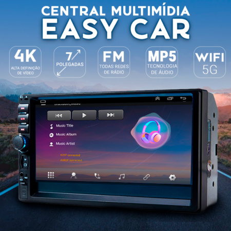 Central Multimídia Universal 7 Polegadas Wifi Gps Mp5 Bluetooth 2 Din - EasyCar