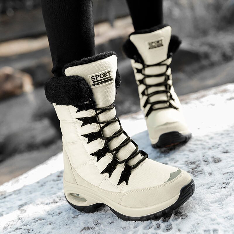 Bota de Inverno Neve de Lã a Prova D'água com Detalhes em Couro - Sportsforever - Imagem 7