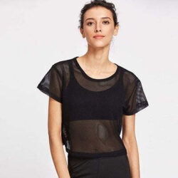 Camisa Feminina Esportiva Transparente de Malha Fnac