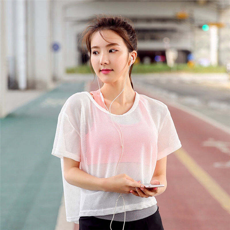 Camisa Feminina Esportiva Transparente de Malha Fnac - Imagem 5