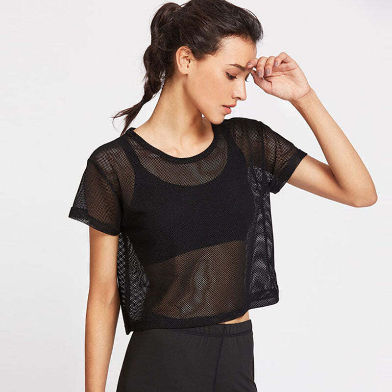 Camisa Feminina Esportiva Transparente de Malha Fnac - Imagem 7