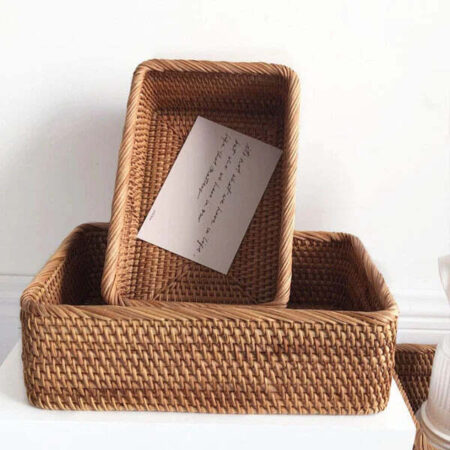 Cesta Organizadora Artesanal Retangular em Rattan Fnac - Imagem 7