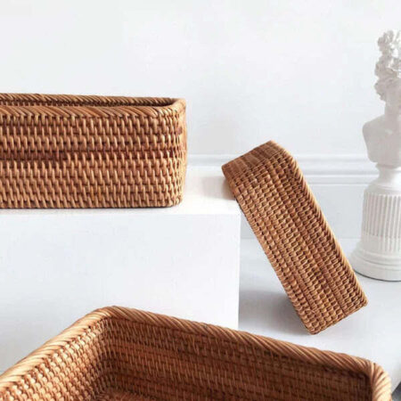 Cesta Organizadora Artesanal Retangular em Rattan Fnac - Imagem 8