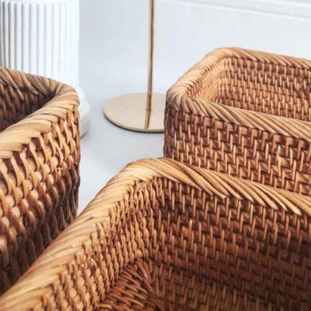 Cesta Organizadora Artesanal Retangular em Rattan Fnac - Imagem 11