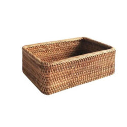 Cesta Organizadora Artesanal Retangular em Rattan Fnac