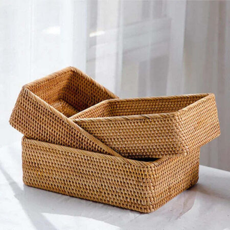 Cesta Organizadora Artesanal Retangular em Rattan Fnac - Imagem 4