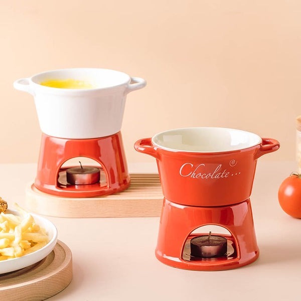 Conjunto Panela de Fondue de Chocolate e Queijo em Cerâmica - Imagem 5