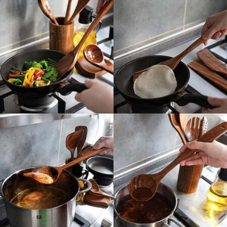 Conjunto Utensílios de Cozinha de Madeira Fnac - Imagem 3