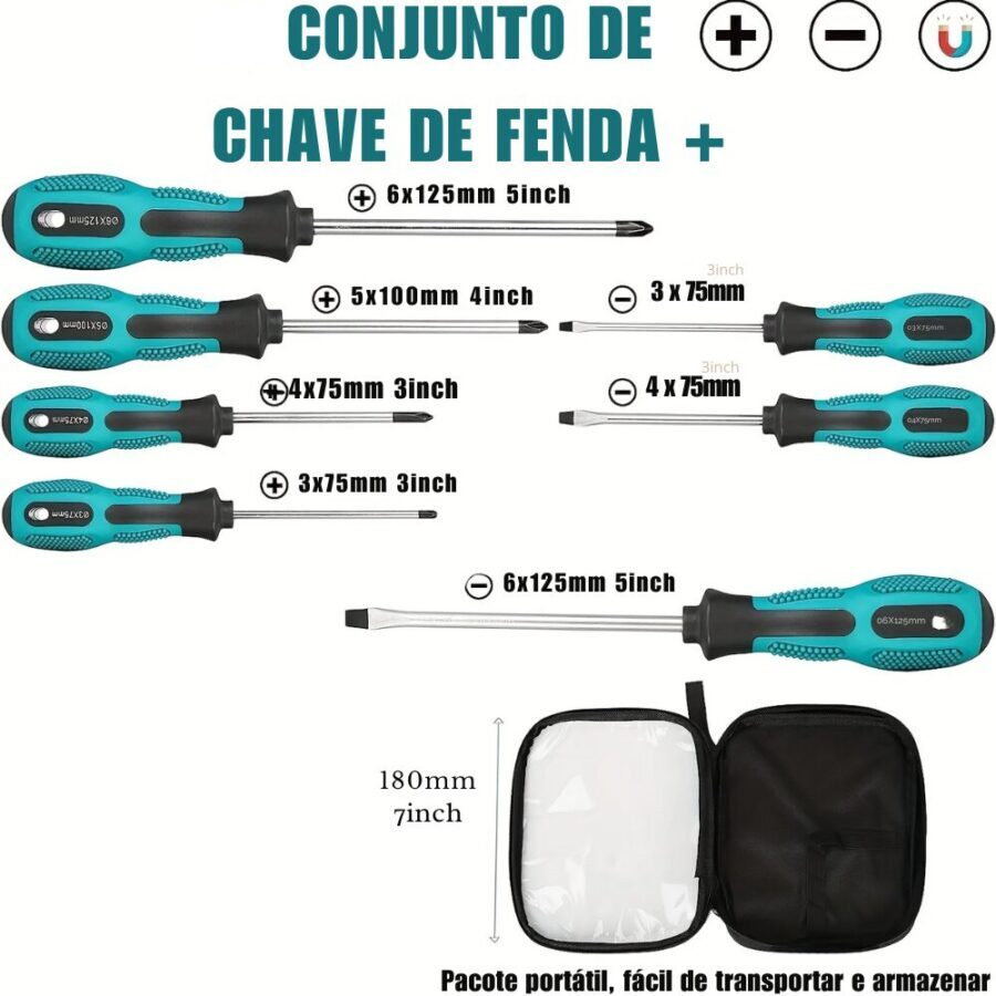 Conjunto com 7 Chaves Fenda e Philips - Imagem 4
