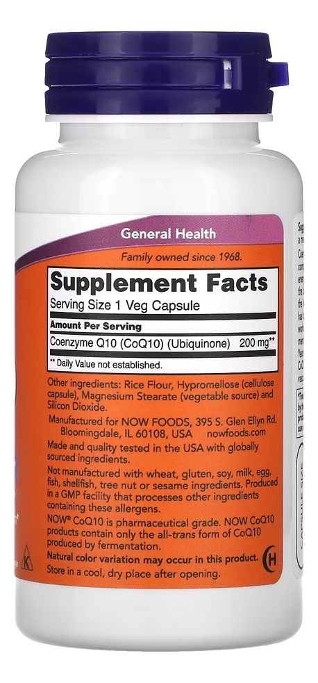 Now Foods Coenzima Coq10 200mg 60 Veg Capsulas - Imagem 2