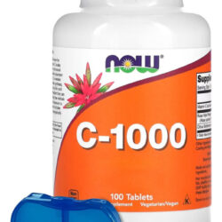 Vitamina C E Rosa Mosqueta Now Foods 100tab + Porta Cápsulas