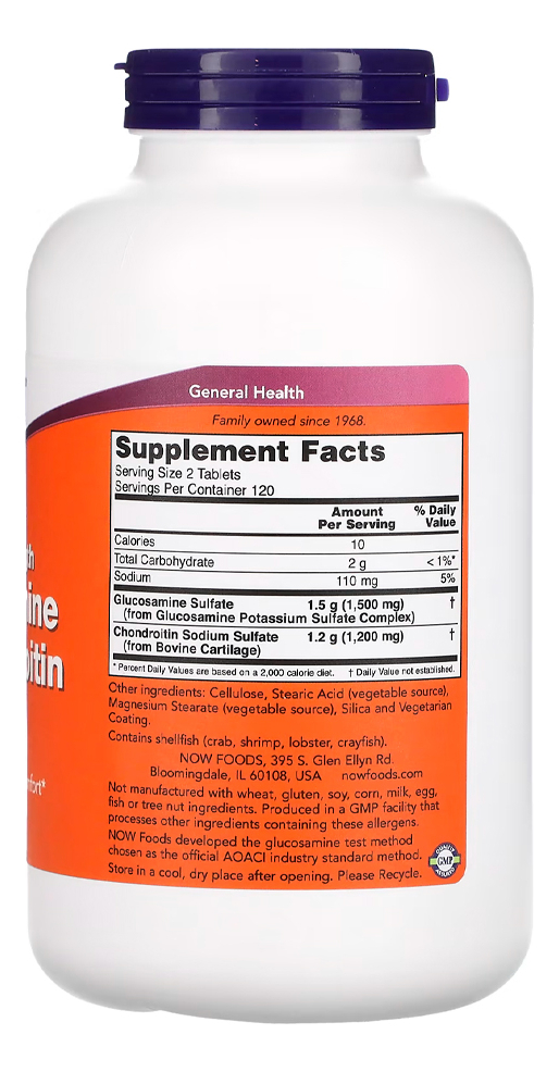Glucosamina Condroitina Now Foods 240 Tablets Importado - Imagem 3