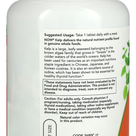 Kelp Algas Now Foods Iodo Natural 200 Tabls + Porta Cápsulas - Imagem 3