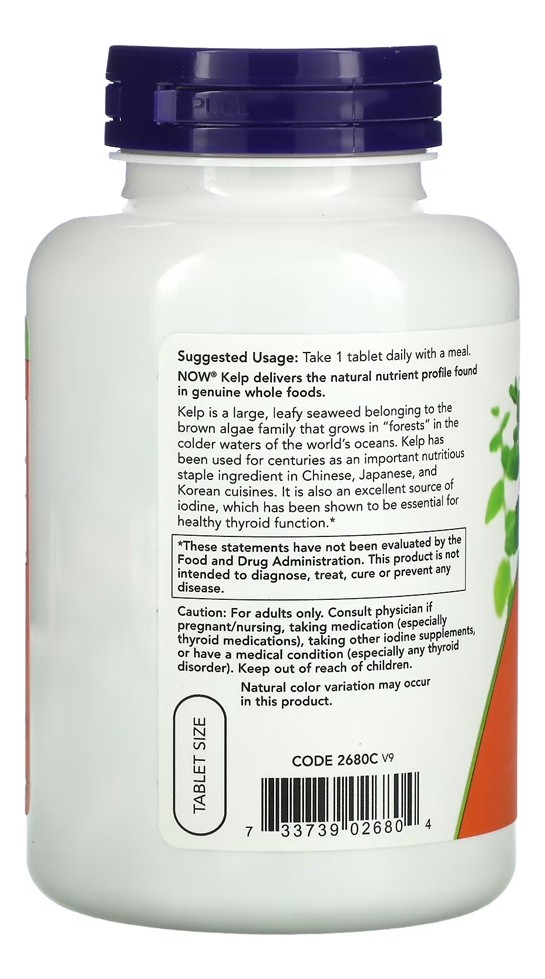 Kelp Algas Now Foods Iodo Natural 200 Tabls + Porta Cápsulas - Imagem 3