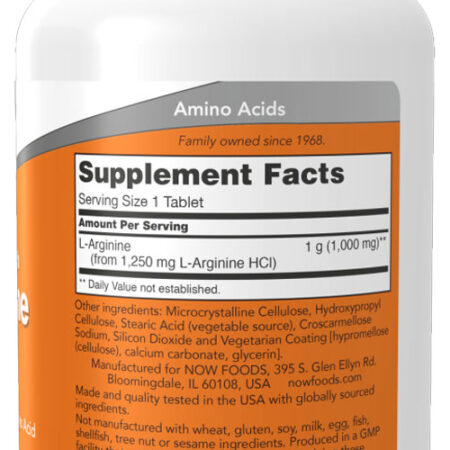L-arginina 1000mg Now Foods L-arginine 120 Tablets 4un - Imagem 4