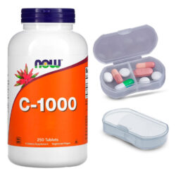 Vitamina C + Rosa Mosqueta Now Foods 250tab + Porta Cápsulas