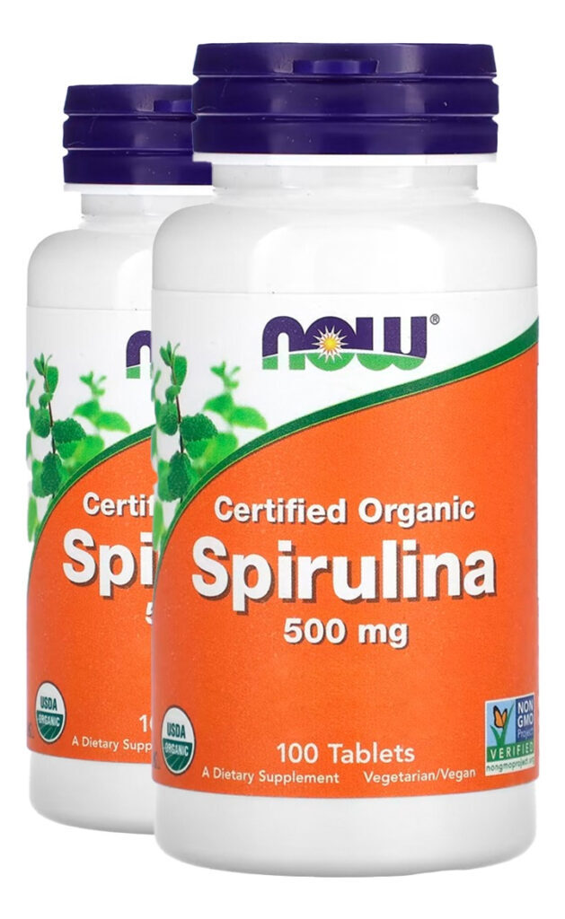 Spirulina Orgânica 500mg 100 Tablets Importado 2un Now Foods