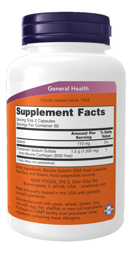 Sulfato Condroitina 600mg Now Foods 120cáps + Porta Cápsulas - Imagem 2
