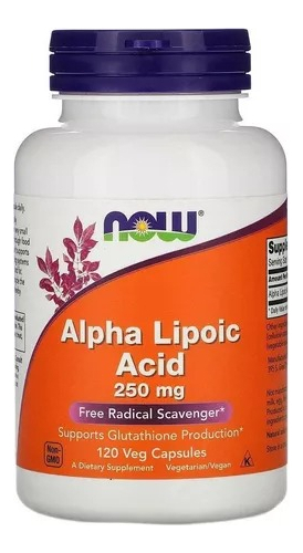 Acido Alfa Lipoico 250mg Now Foods Vegetarianas 120 Caps Sabor Sem Sabor