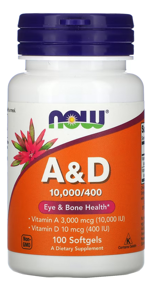 Vitamina A E D Now Foods 10000/10mcg 100 Soft Importado