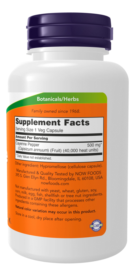 Pimenta Caiena 500mg Now Foods 100 Caps Importado - Imagem 2
