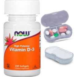 Vitamina D3 250mcg Now Foods 240 Softgels + Porta Cápsulas