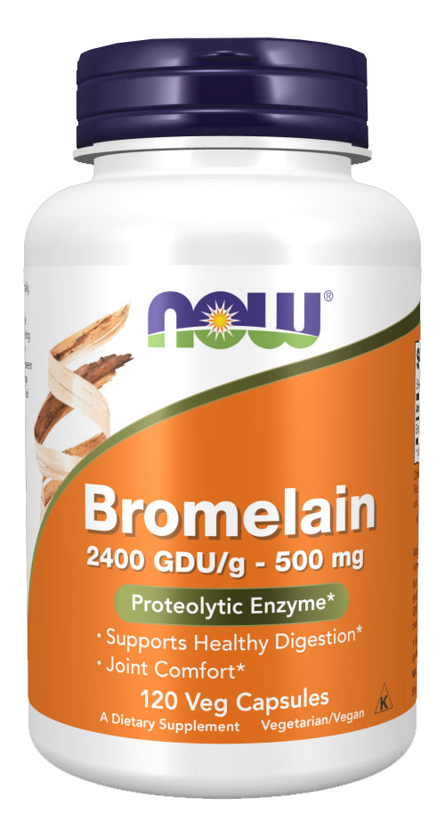 Bromelaína 500mg Now Foods 2400gdu/g 120veg Caps 4un - Imagem 3