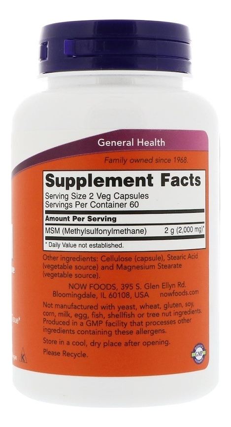 Msm Enxôfre Orgânico Importado Usa 1000 Mg - 120 Capsulas - Imagem 2