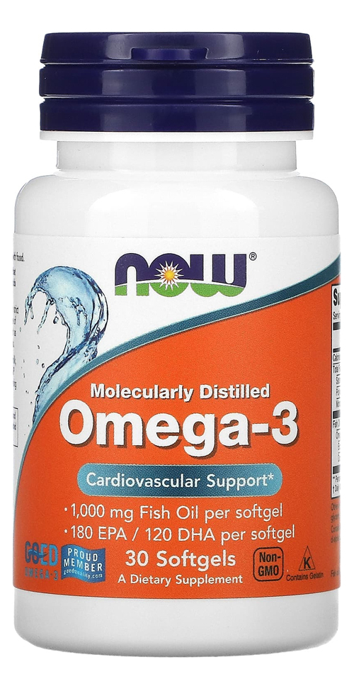 Ômega-3 Molecularmente Destilados Now Foods 30softgels 2un - Imagem 3