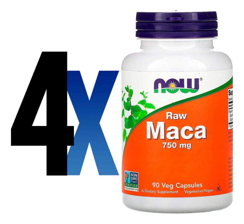 Raw Maca Peruana 750mg 90 Cápsulas Importado 4un Now Foods - Imagem 2