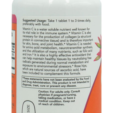 Vitamina C 500mg Com Rosa Mosqueta Now Foods 100tab Eua/usa - Imagem 2