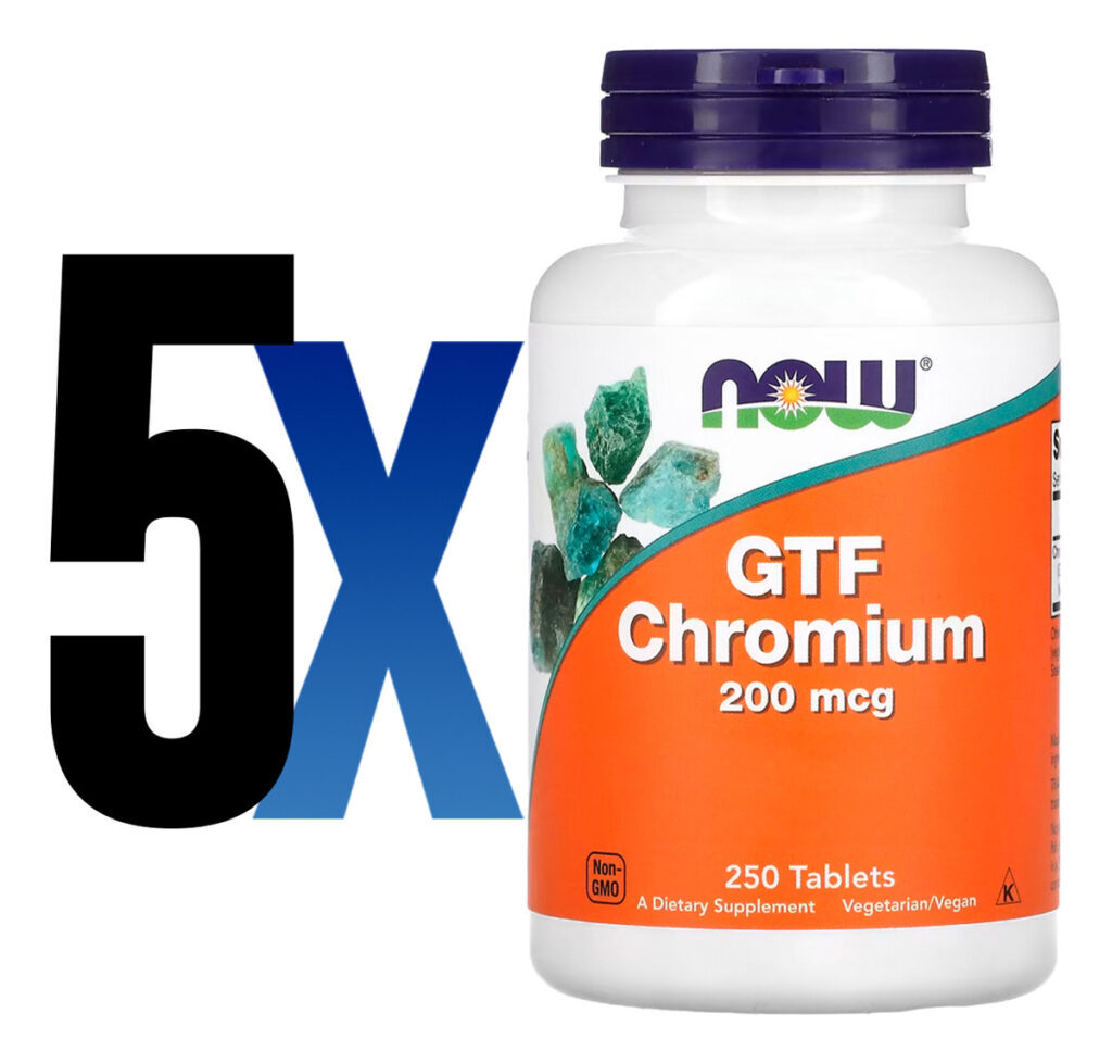 Cromo Gtf 200mcg Forma Ativa Now Foods 250tabs Importado 5un - Imagem 2